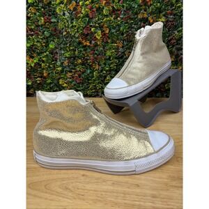 Converse CTAS Classic Shoe Shroud Hi Gold Metallic Pebble Grain Leather Women 8